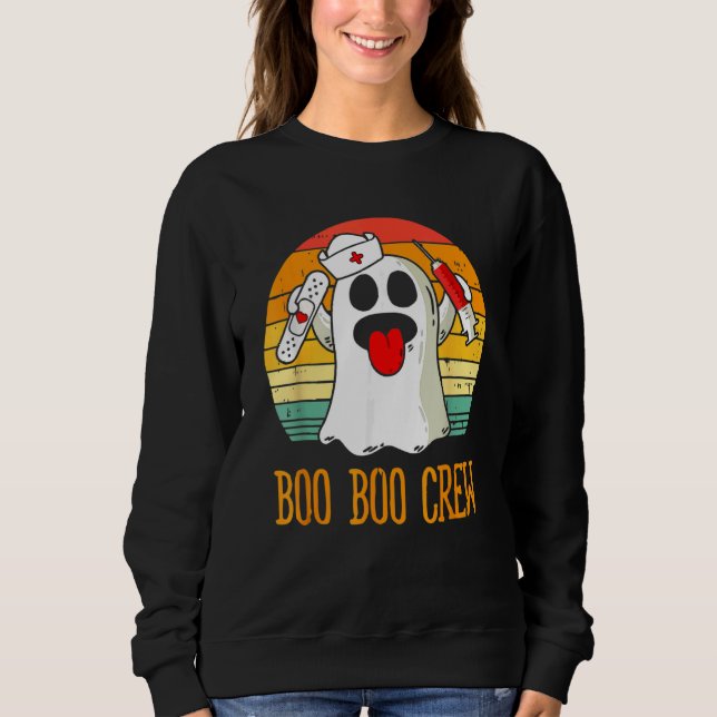Boo Boo Crew Nurse Ghost  Halloween Costume 1 Sweatshirt (Front)