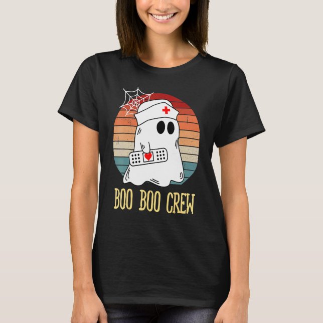 Boo Boo Crew Nurse Ghost  Halloween Costume 1 T-Shirt (Front)