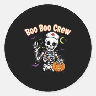 Boo Boo Crew Nurse Halloween Funny Skelton Nurse H Classic Round Sticker