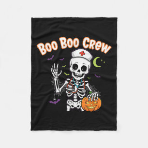 Boo Boo Crew Nurse Halloween Funny Skelton Nurse H Fleece Blanket