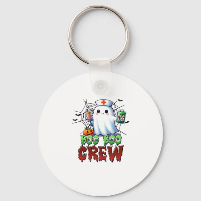 Boo Boo Crew Nurse Halloween Ghost Funny Classic T Key Ring (Front)