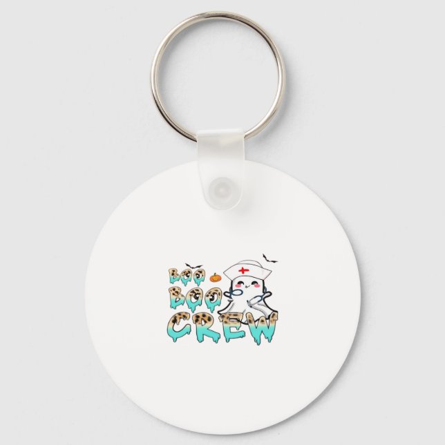 Boo Boo Crew Nurse Halloween Ghost Funny Classic T Key Ring (Front)