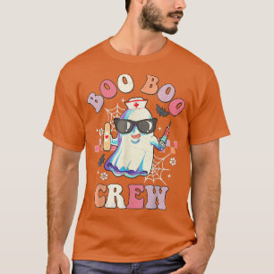 Boo boo Crew Nurse Halloween Ghost Groovy Retro Ma T-Shirt