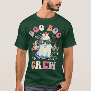 Boo boo Crew Nurse Halloween Ghost Groovy Retro Ma T-Shirt