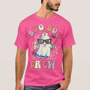 Boo boo Crew Nurse Halloween Ghost Groovy Retro Ma T-Shirt