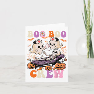 Boo Boo Crew Nurse Halloween Ghost Skeleton Nurses Card