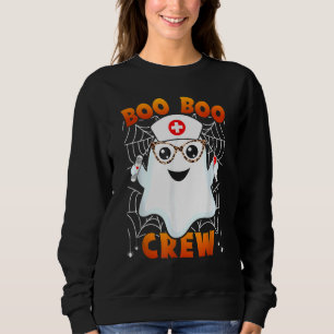 Boo Boo Crew Nurse Leopard Glasses Lazy Halloween  Sweatshirt