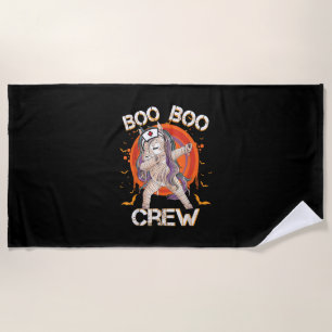 Boo Boo Crew Nurse Mummy Unicorn Halloween Custome Beach Towel