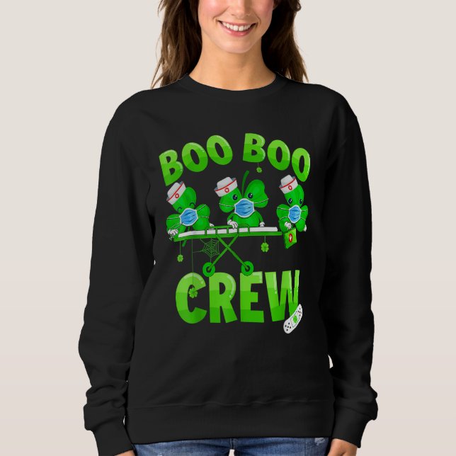 Boo Boo Crew Nurse St Patrick S Day Shamrock Face  Sweatshirt (Front)
