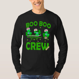 Boo Boo Crew Nurse St Patrick S Day Shamrock Face  T-Shirt
