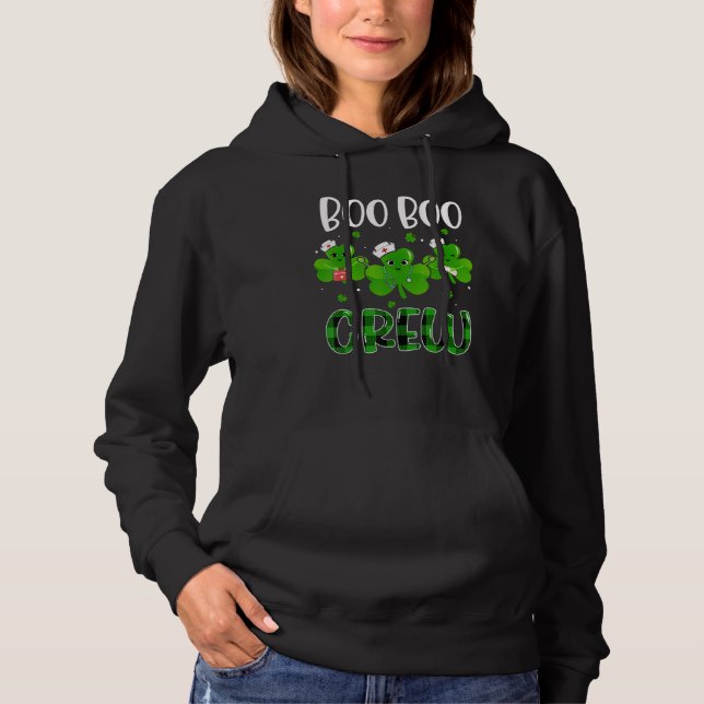 Boo Boo Crew Nurse St Patricks Day Lucky Shamrock  Hoodie (Front)