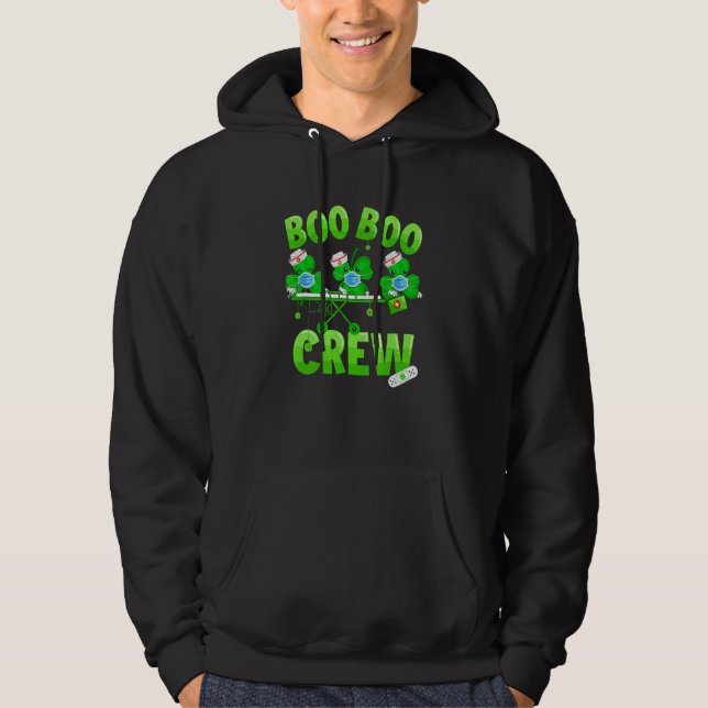 Boo Boo Crew Nurse St Patrick's Day Shamrock Face  Hoodie (Front)