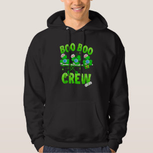 Boo Boo Crew Nurse St Patrick's Day Shamrock Face Hoodie