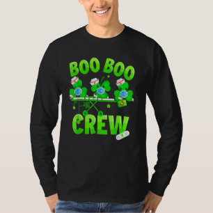 Boo Boo Crew Nurse St Patrick's Day Shamrock Face  T-Shirt