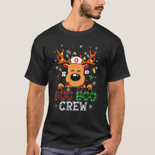 Boo Boo Crew Reindeer Nurse Buffalo Plaid Nurse Ch T-Shirt