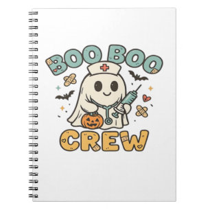 Boo Boo Crew Shirt � Funny Ghost Halloween Nurse & Notebook