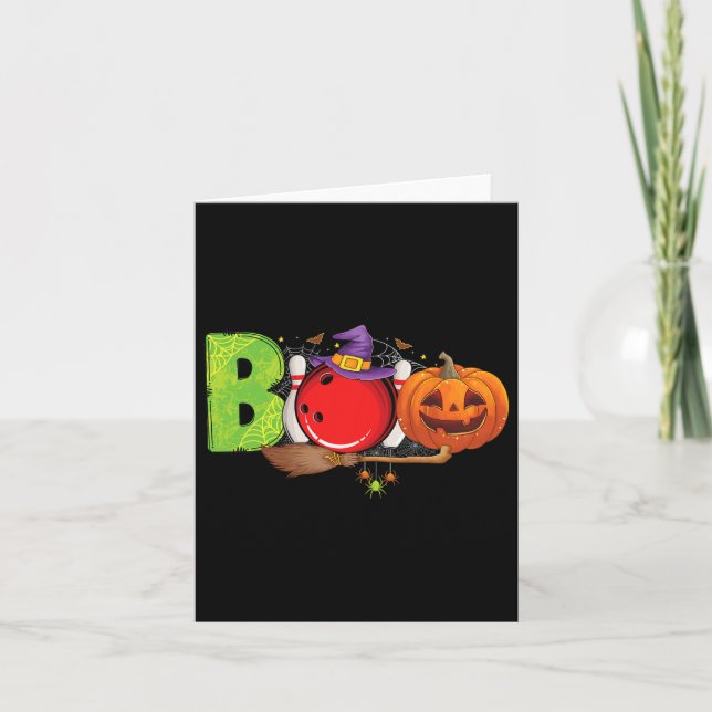 Boo Bowling Byll Pins Lover Bowling Halloween Cost Card (Front)