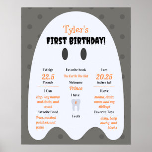 Boo! Boys Halloween 1st Birthday Milestone Poster