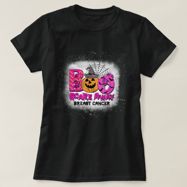 Boo Breast Cancer Pink Ribbon Funny Halloween Pump T-Shirt (Design Front)