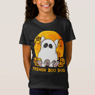 Boo Bulldog with Pumpkin Spider and Moon T-Shirt