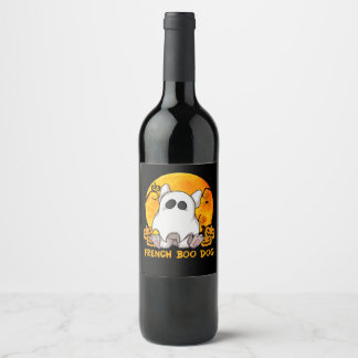 Boo Bulldog with Pumpkin Spider and Moon Wine Label