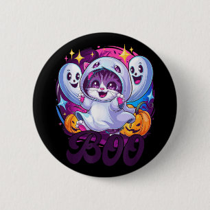 Boo cat ghost 6 cm round badge