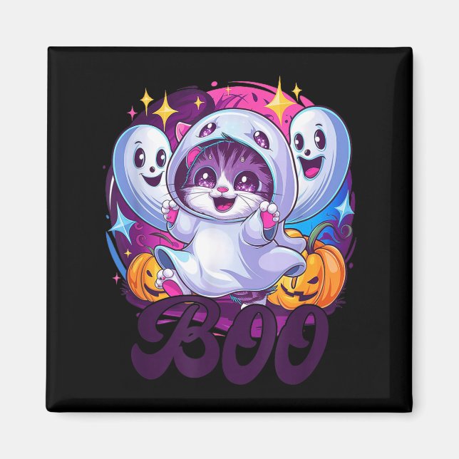 Boo cat ghost  magnet (Front)