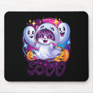Boo cat ghost mouse pad