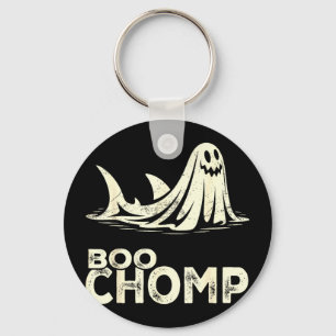 Boo chomp – funny ghost shark halloween retro key ring