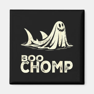 Boo chomp – funny ghost shark halloween retro  magnet