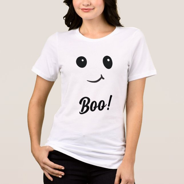 Boo! Comfortable Ghost Costume Tri-Blend Shirt (Front)