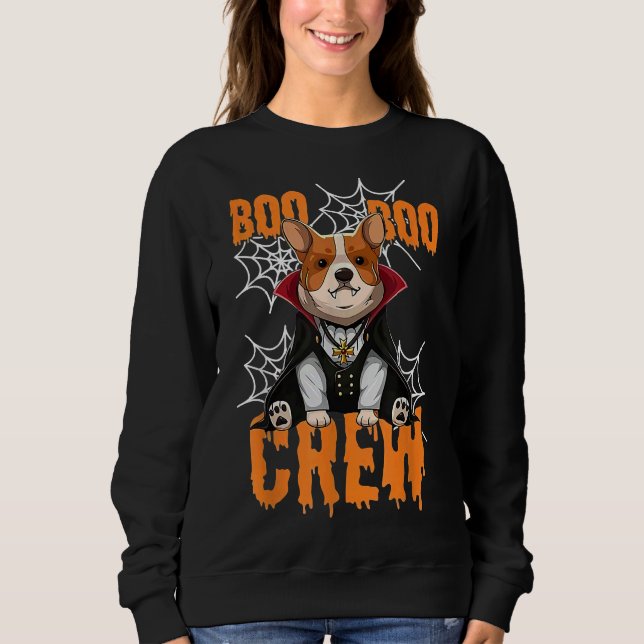 Boo Corgi Vampire Crew Halloween Sweatshirt (Front)