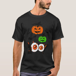 Boo Couples Halloween Scary Pumpkin Face Boys Girl T-Shirt