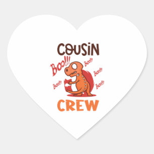 Boo Cousin Crew Halloween Dinosaur Spooky Costume Heart Sticker