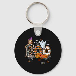 Boo Creepy Owl Pumpkin Ghost Funny Halloween Costu Key Ring