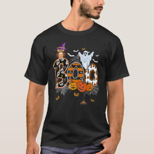 Boo Creepy Owl Pumpkin Ghost Halloween Costume T-Shirt