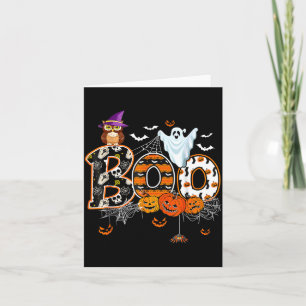 Boo Creepy Owl Pumpkin Ghost Halloween Men Women K Card