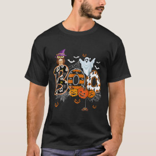 Boo Creepy Owl Pumpkin Ghost Halloween Men Women K T-Shirt
