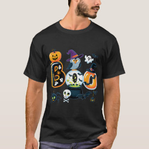 Boo Creepy Owl Pumpkin Ghost Spooky Halloween Men T-Shirt