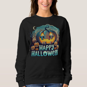 Boo Creepy Pumpkin Ghost Funny Halloween Costume Sweatshirt