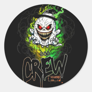 Boo crew black ghost halloween ghost ghost apparel classic round sticker