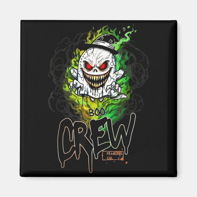 Boo crew black ghost halloween ghost ghost apparel magnet (Front)
