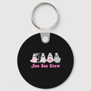 Boo Crew Breast Cancer Ghost Nurse Halloween Key Ring