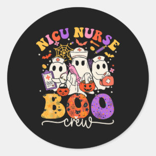 Boo Crew Costume Funny Nurse Ghost Halloween Classic Round Sticker