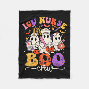 Boo Crew Costume Funny Nurse Ghost Halloween  Fleece Blanket