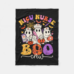 Boo Crew Costume Funny Nurse Ghost Halloween  Fleece Blanket