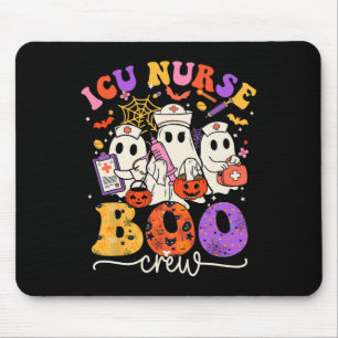Boo Crew Costume Funny Nurse Ghost Halloween Mouse Pad