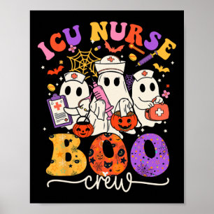 Boo Crew Costume Funny Nurse Ghost Halloween Poster