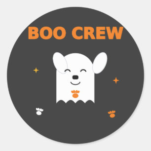 Boo Crew – Cute Ghost Dog Halloween Classic Round Sticker
