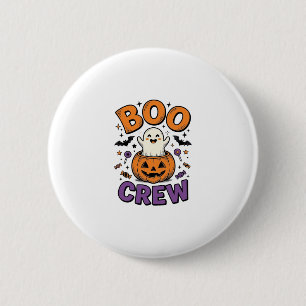 Boo Crew Cute Ghost Pumpkin Halloween Shirt Design 6 Cm Round Badge
